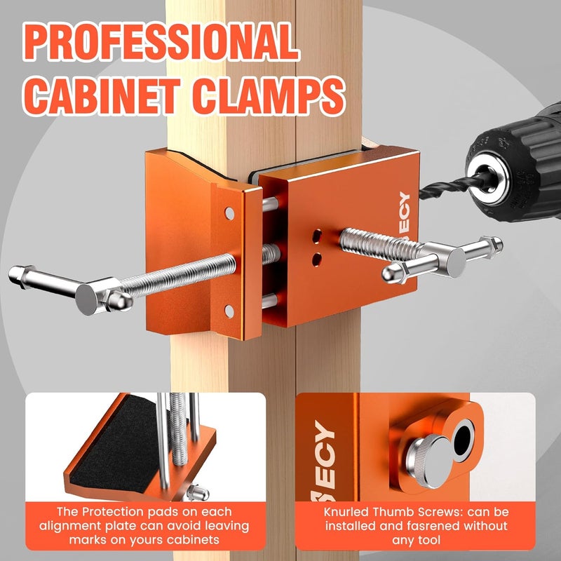 ECY Cabinet Clamps 2 Pack - Cabinet Face Frame Alignment Tool，Anodized Aluminum Alloy, Professional Installation Clamps for Woodworking & DIY Projects​ - Image 5